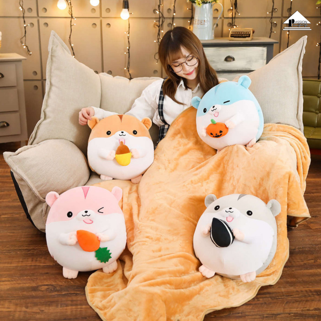 Gối mền ủ tay 3 trong 1 hamster tròn bông tuyết mịn