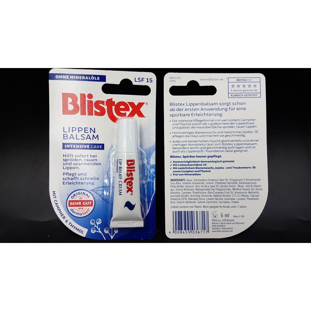 Dưỡng môi Blistex Lippen Balsam dạng tuýp hàng Đức -