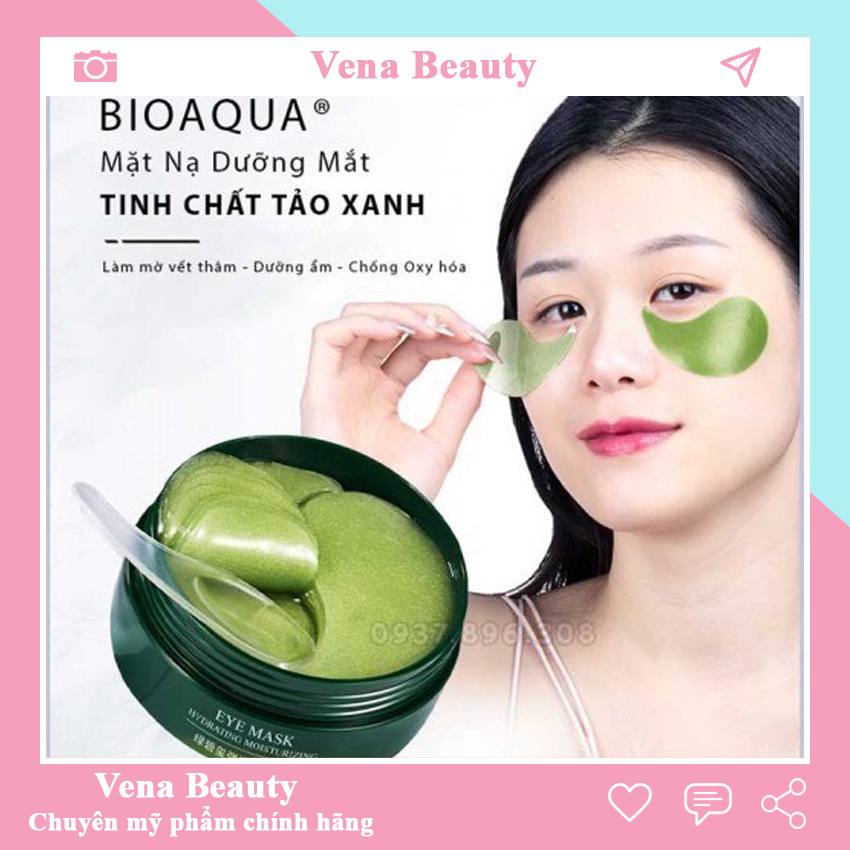 Mặt nạ mắt loại thâm hộp 60 miếng dưỡng mắt Bioaqua xóa quầng thâm bọng mắt nhăn mắt tinh chất tảo biển Vena Beauty