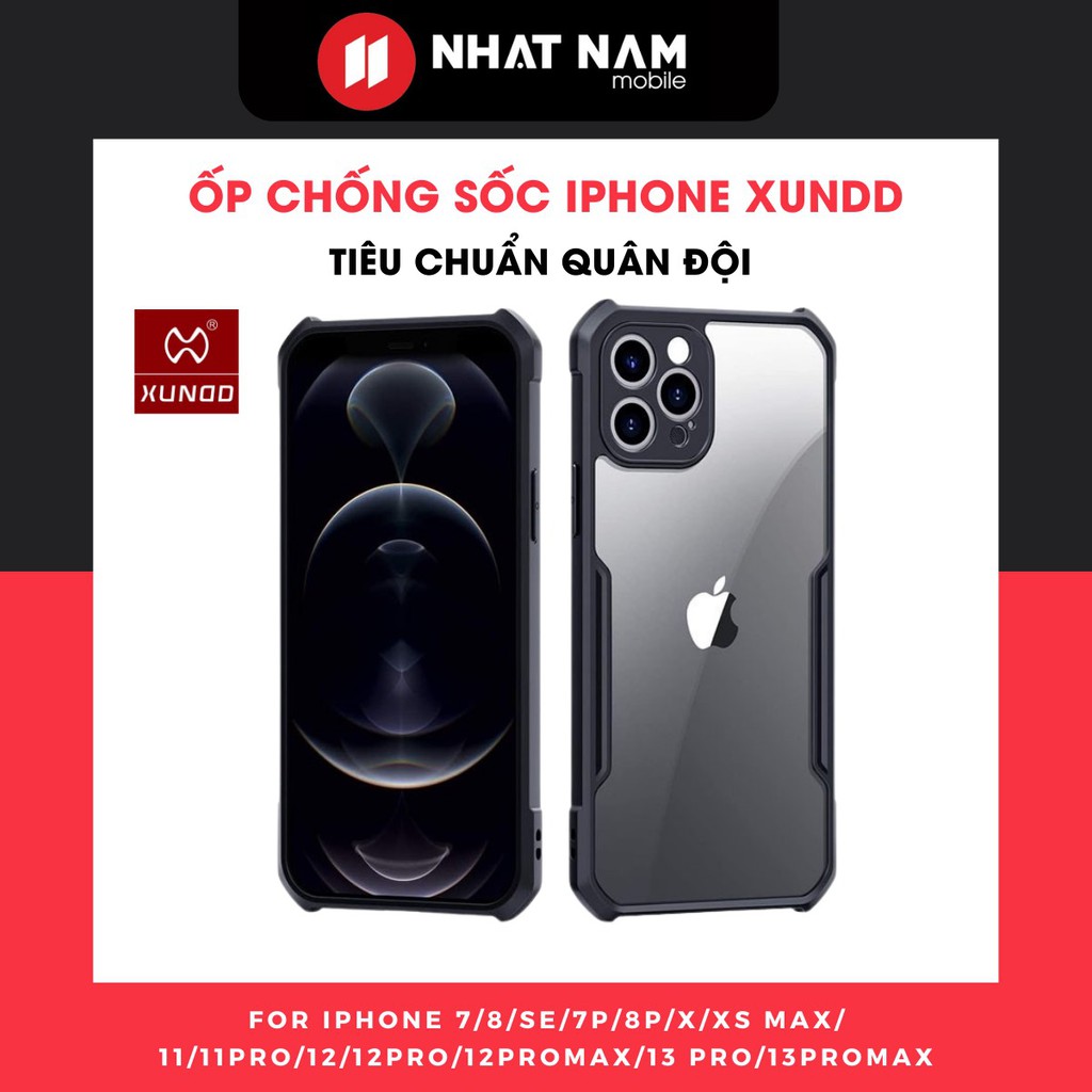 Ốp lưng XUNDD iphone, full mã từ 7-14 Promax, Bảo vệ cả Camera, màn hình.