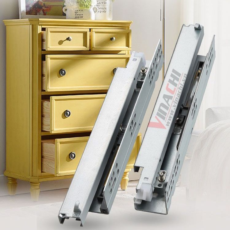 Ray Trượt Giảm Chấn Kiểu 1 - Ray Trượt Ngăn Kéo Chuyên Dùng Cho Tủ Bếp, Tủ Giày... Không Gây Tiếng Ồn - 1 Bộ