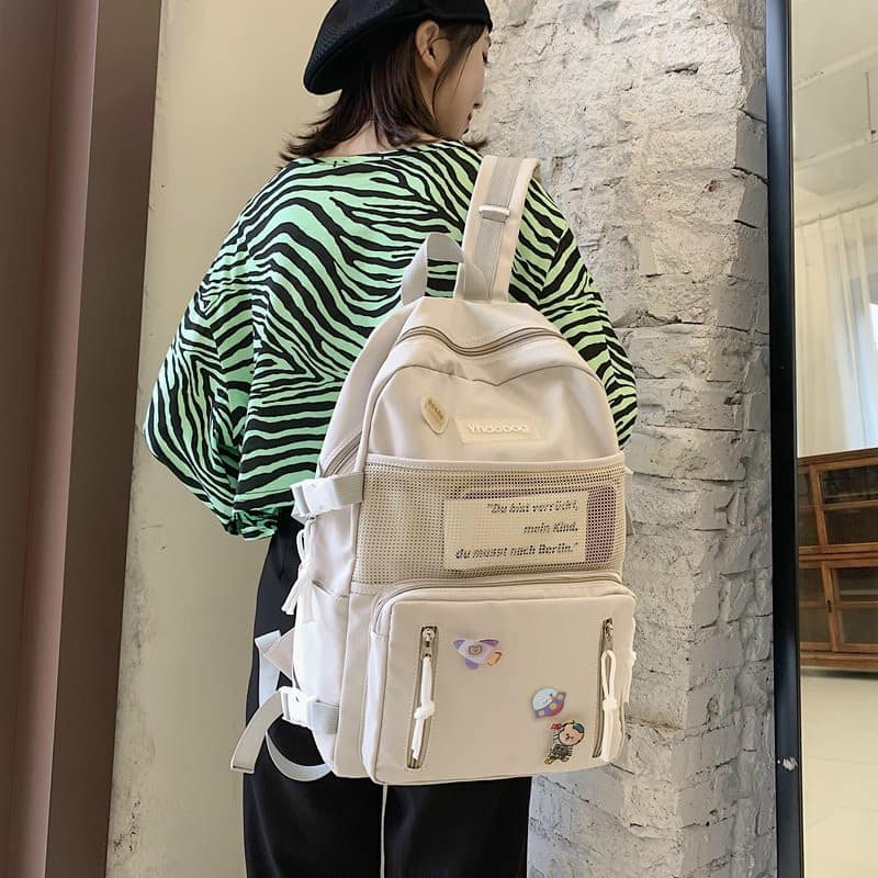 Balo nam nữ pha túi lưới chất vải canvas chống thấm size to nhiều ngăn( tặng sticker kute )ảnh thật cuối bài