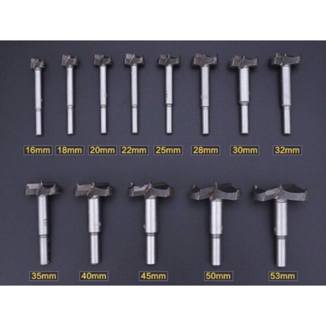 Mũi khoét gỗ đủ size từ Φ15 đến Φ65, chất lượng đảm bảo an toàn đến sức khỏe người sử dụng, cam kết hàng đúng mô tả