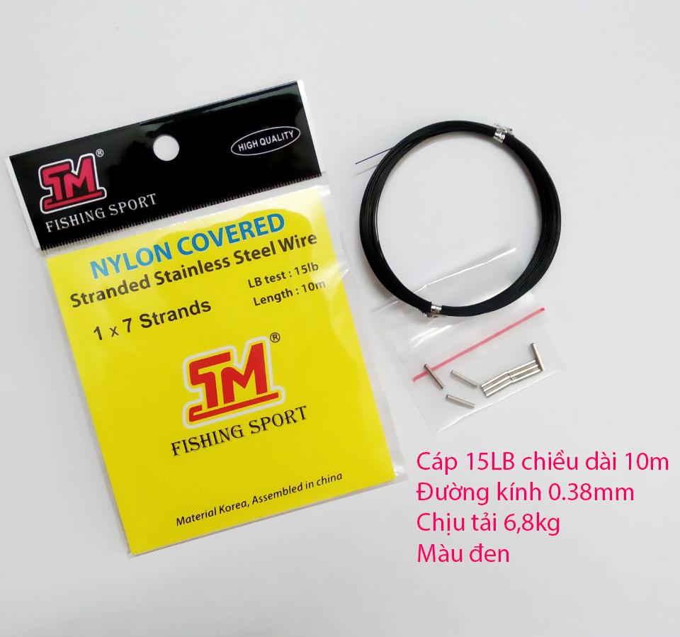 [HCM]Dây Cáp Câu Cá Cao Cấp TM Fishing 15LB - 10m - Tải cá 68kg - Đường Kính 0.38mm
