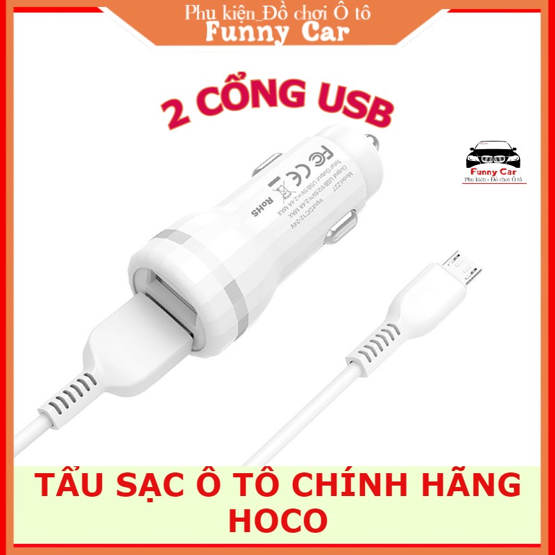 Tẩu sạc trên ô tô, tẩu sạc hoco z27 sạc nhanh 2 cổng usb