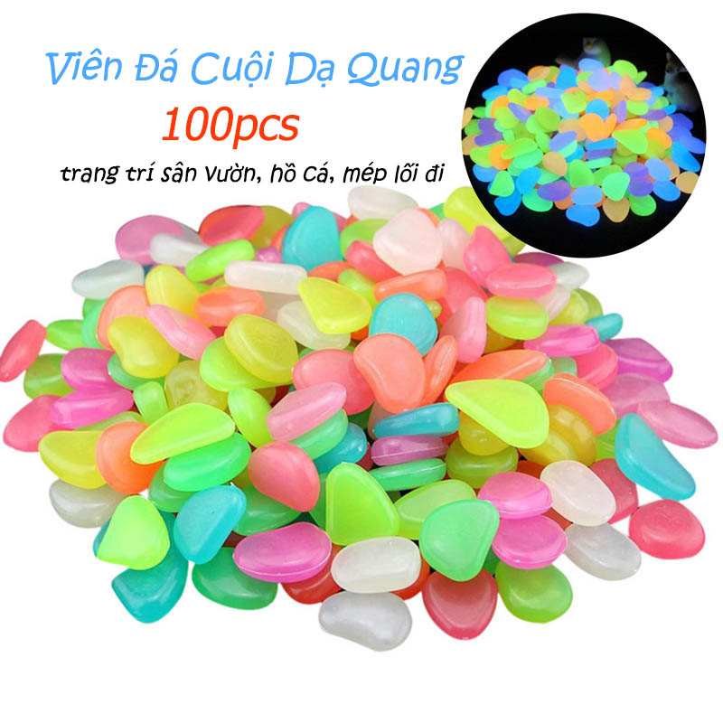 100 viên sỏi phát sáng trang trí hồ cá không khoáng hình dạng bất thường đá phát sáng sáng tạo để trồng chậu