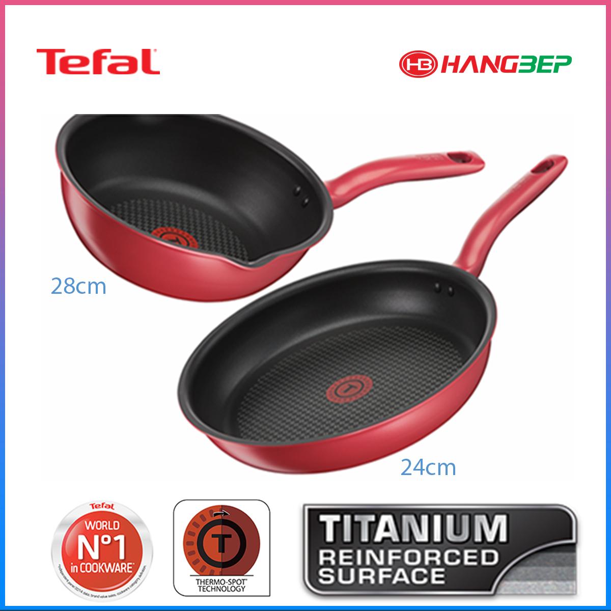 Bộ 2 chảo chiên 24cm - xào 28cm tefal pure chef plus