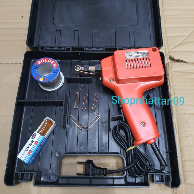 Bộ máy hàn thiếc hàn chì chuẩn tặng hộp phụ kiện hàn thiếc + nhựa thông + 3 mũi hàn