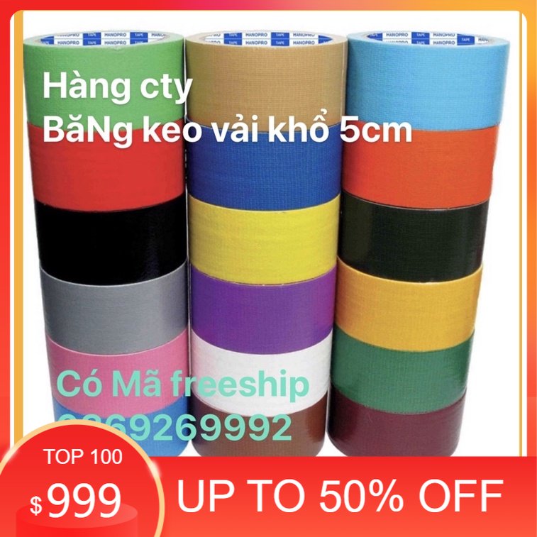 Băng dính vải đủ các màu freeship khổ 5cm