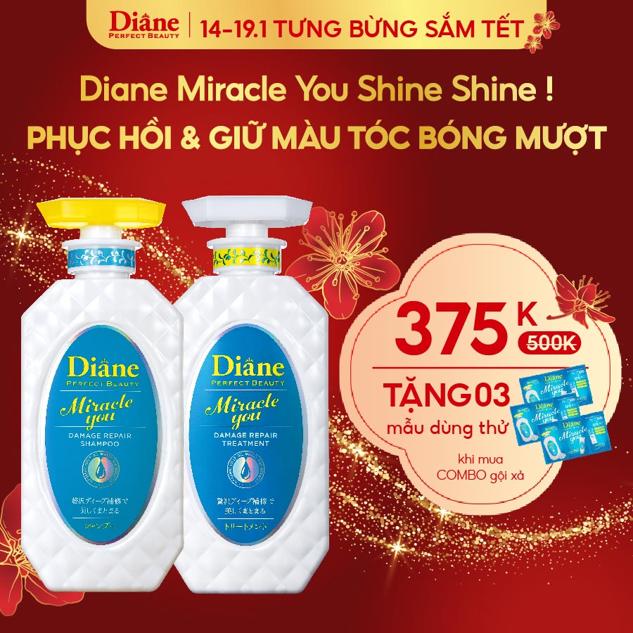 Cặp gội xả Phục Hồi Hư Tổn Cho Tóc Nhuộm Tóc Tẩy Diane Perfect Beauty Miracle You Damage Repair 450ml