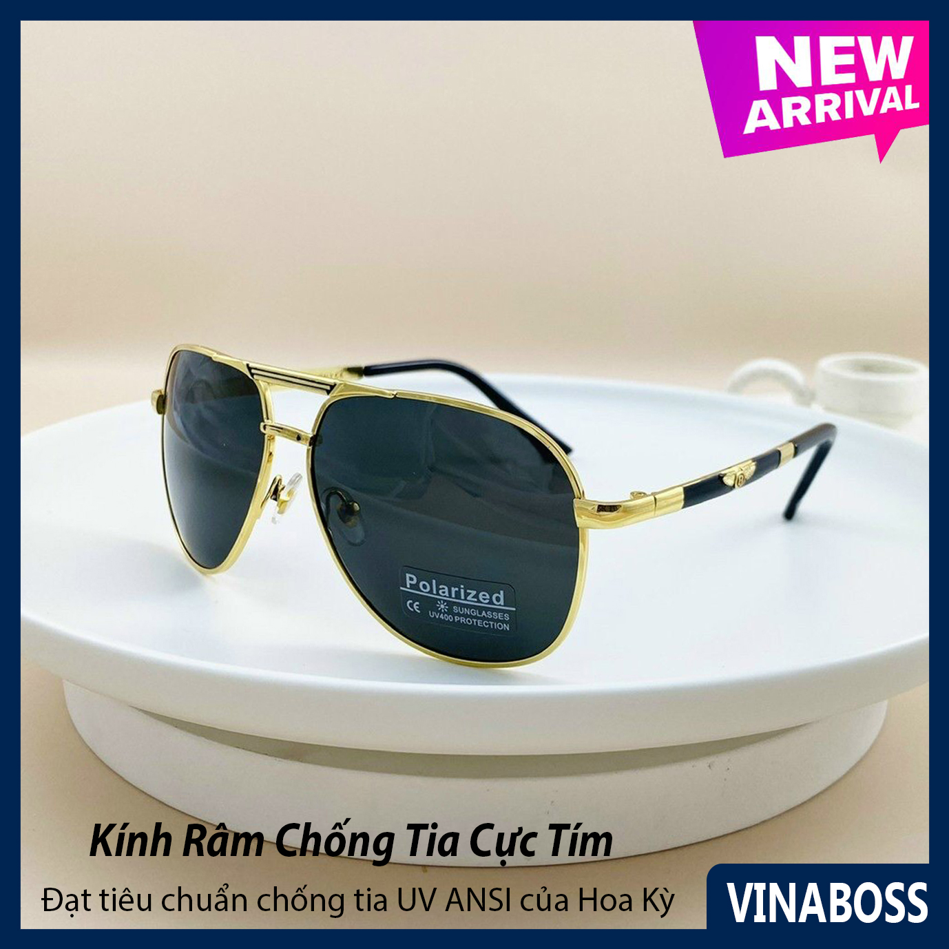 Kính mát nam thời trang cao cấp VN0132 - Mắt kính nam đi nắng - Kính thời trang nam chống tia UV - Tặng kèm hộp da cao cấp + Khăn lau - Bảo hành 12 tháng 1 đổi 1