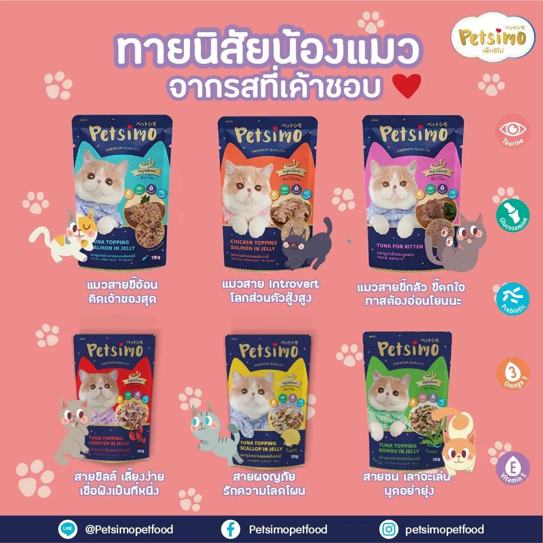 Pate Petsimo Thức ăn dinh dưỡng cho Mèo gói 70g vị ngẫu nhiên