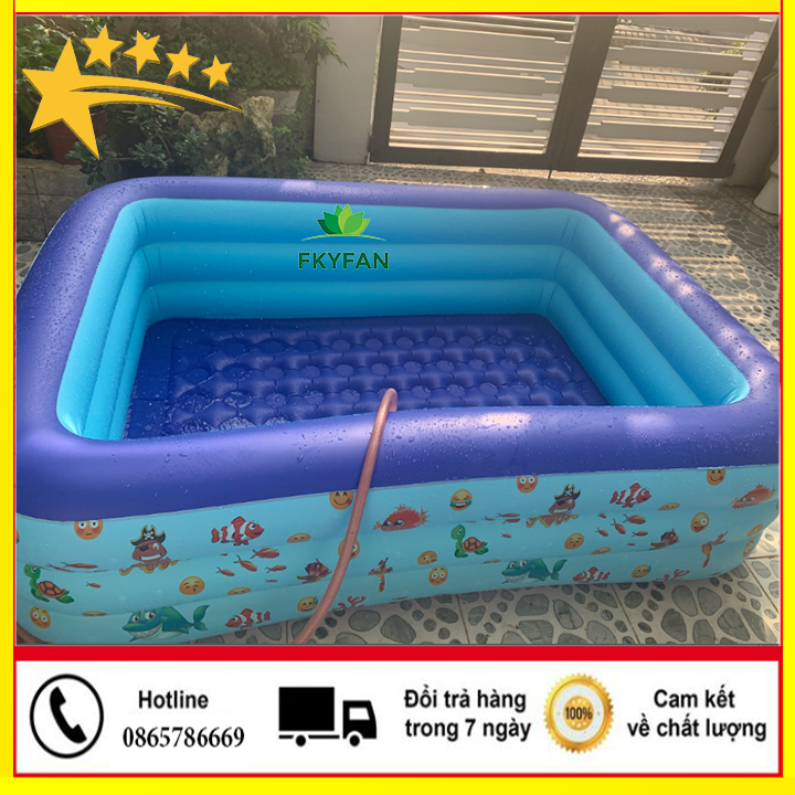 Bể bơi 3 tầng hình chữ nhật 1m8 dành cho trẻ có vân chống trơn, bể bơi 3 tầng hình chữ nhật 1m8 đáy có chống trơn, bể bơi phao chữ nhật 3 tầng 1m8, bể phao bơm hơi cho bé 3 tầng 1m8, phao bơi, bể bơi, bể, phao, tắm, nước