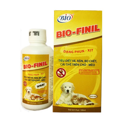 Chai xịt bio-finil chuyên trị ve, rận, bọ chét trên da chó mèo