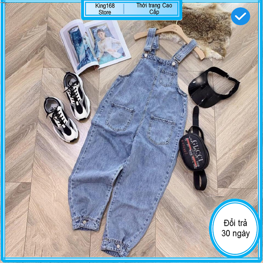 [HCM]Quần yếm nữ King168 chất jean co dãn nhẹ mẫu SS84
