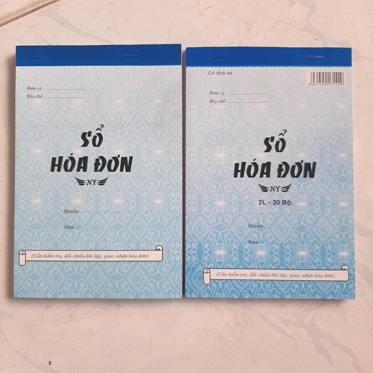10 quyển hóa đơn bán lẻ 2l 30 bộ/ 50 bộ - dày - không đế lót