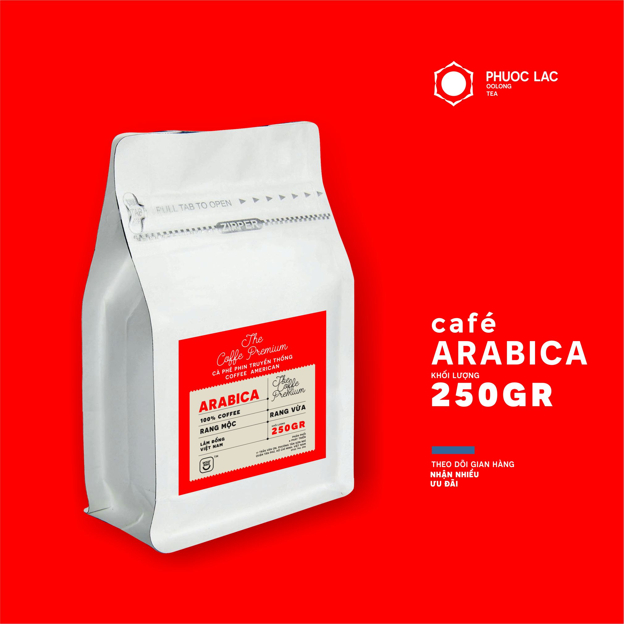 Cà phê arabica premium xay sẵn 250gr - cà phê rang mộc, pha phin truyền thống hoặc pha máy coffee american