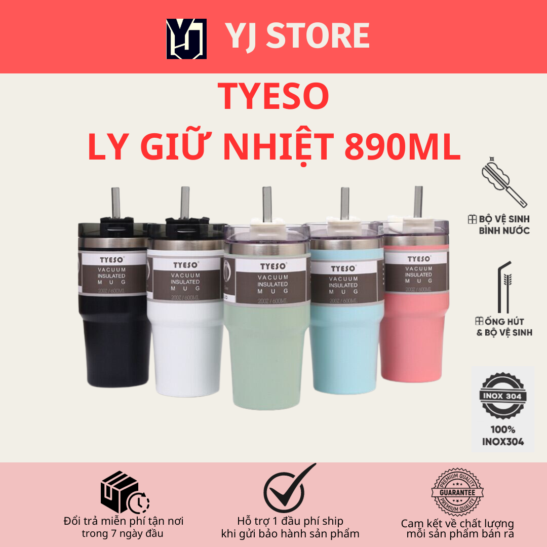 Ly giữ nhiệt tyeso , cốc giữ nhiệt inox 304 dung tích 890ml giữ nhiệt 6-12h ly nước chống tràn chống toát mồ hôi-yj