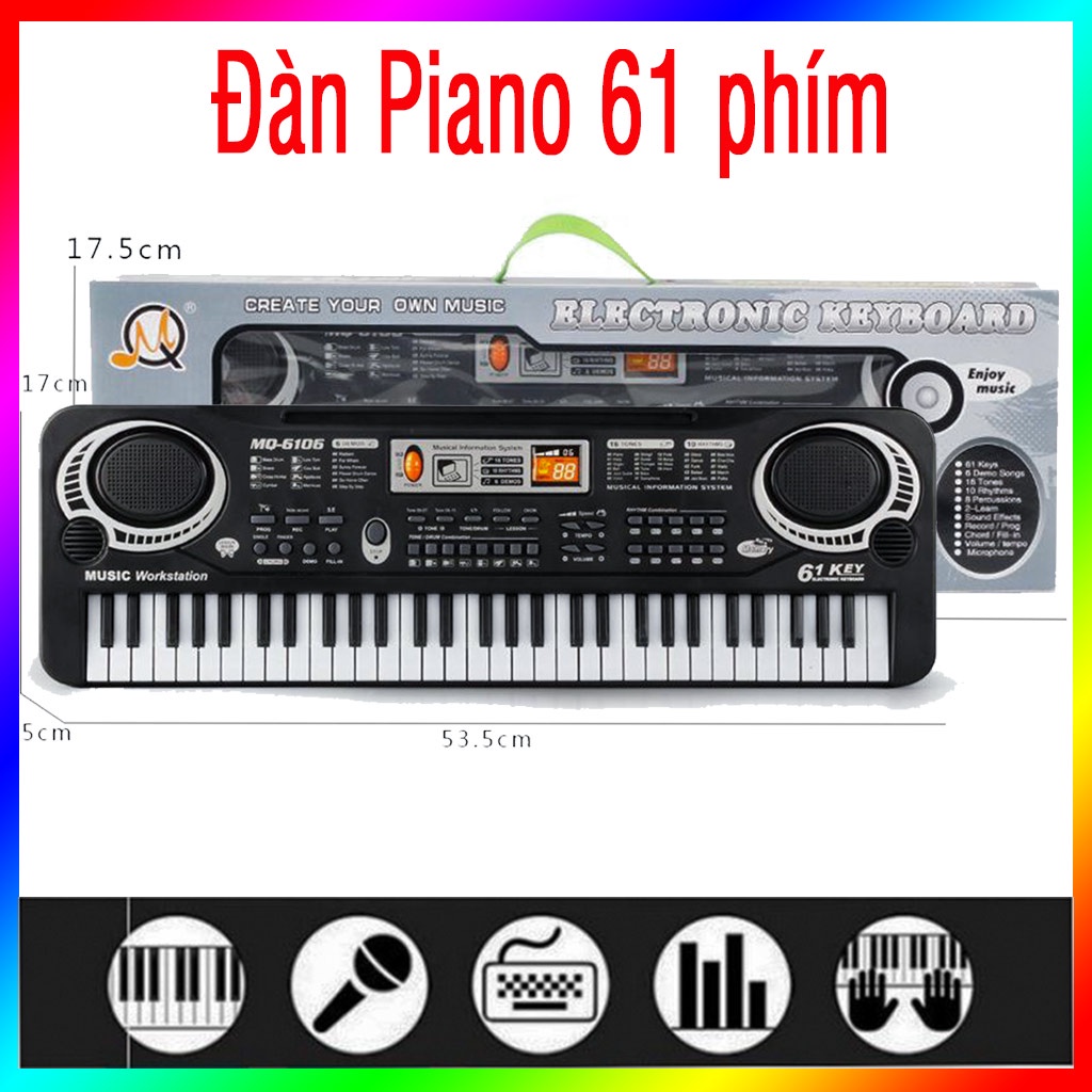Đàn piano - đàn organ electronic keyboard 61 phím kèm mic cho bé