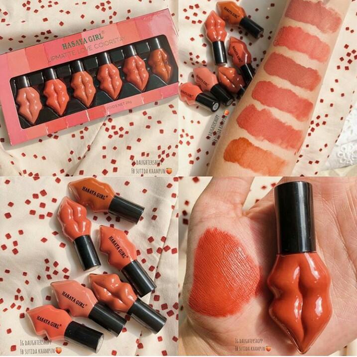 Hộp 6 cây son kem hình môi hasaya girl -thái lan