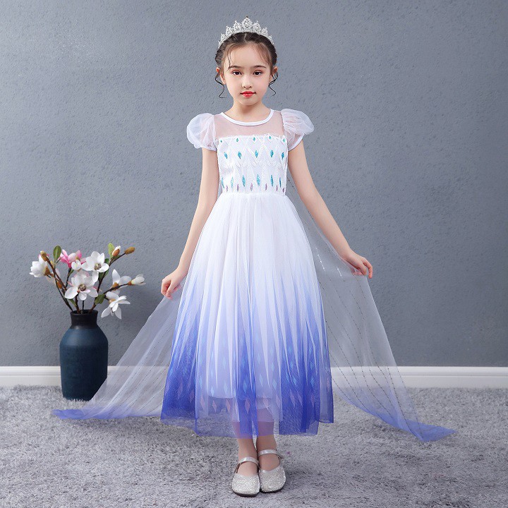 ẢNH THẬT - Đầm Công Chúa Elsa Phim Frozen 2 Tay Ngắn K07