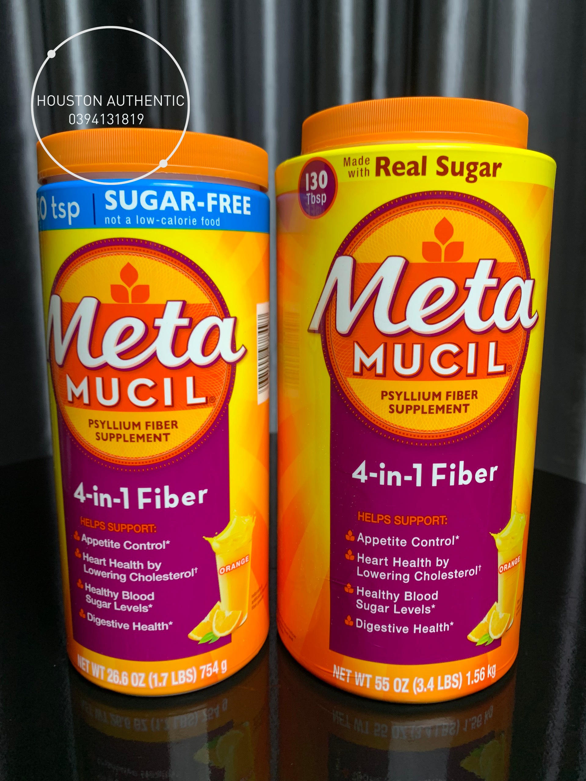 Bột bổ sung chất xơ vị cam Meta Mucil Real Sugar Psyllium Fiber 1.56kg _ Livestream tại Mỹ