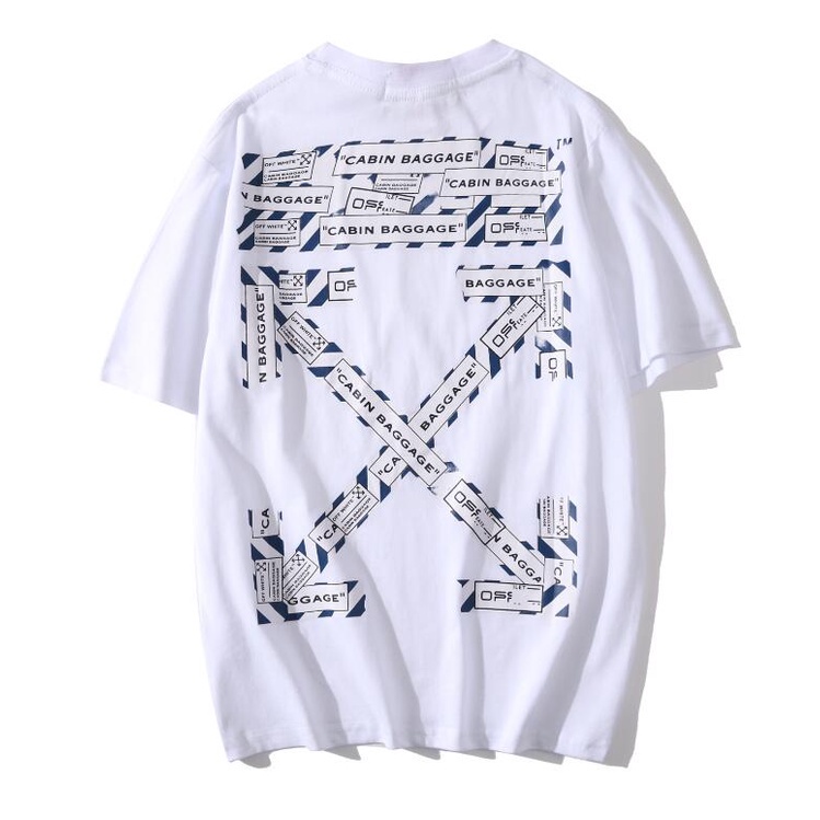 Áo thun cotton ngắn tay in chữ off white cá tính cho nam nữ