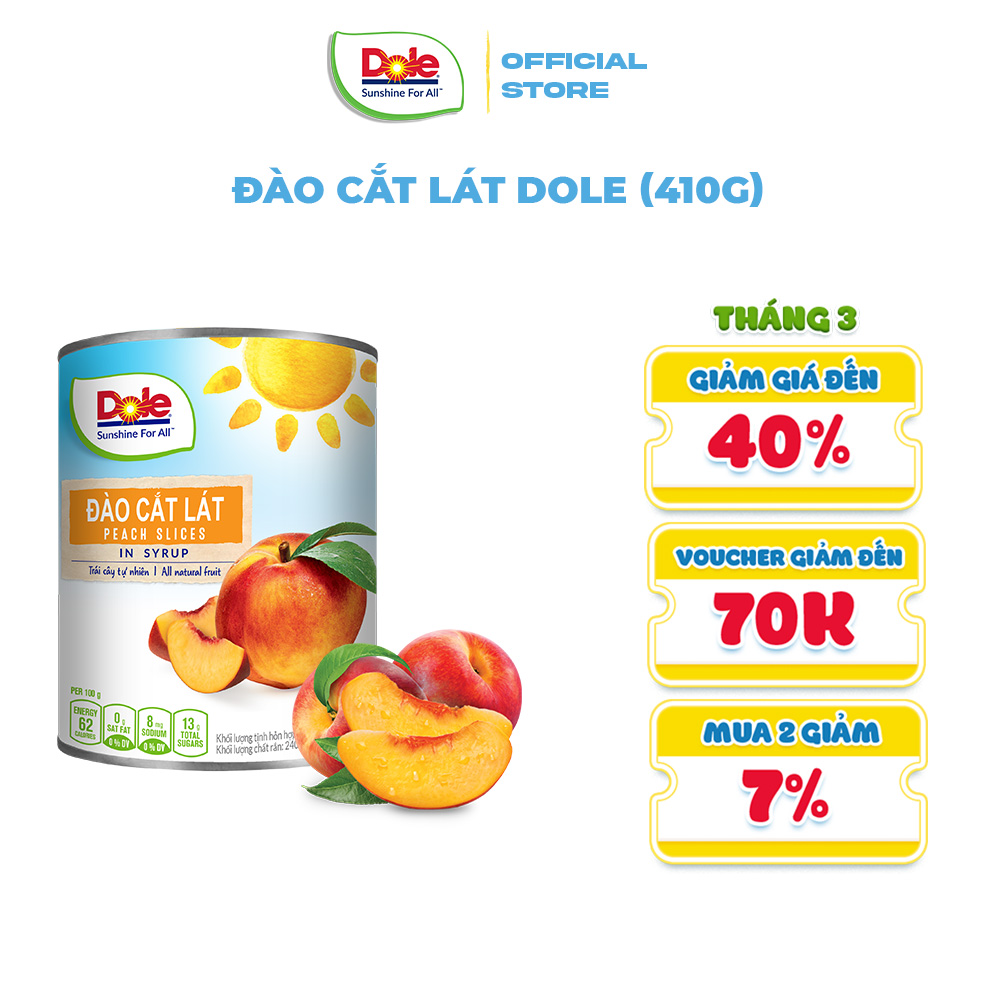 [mua 2 giảm 9%][voucher 50k đơn 209k]đào cắt lát dole (410g)