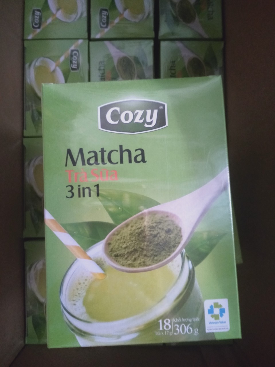 Trà Sữa Matcha Cozy 3in1 Hộp 306G (18 gói x 17g) - trà xanh, matcha sữa, matcha hòa tan - Gia store