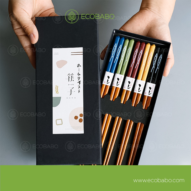 Đũa tre xuất NHẬT kháng khuẩn set 5 đôi - Ecobabo