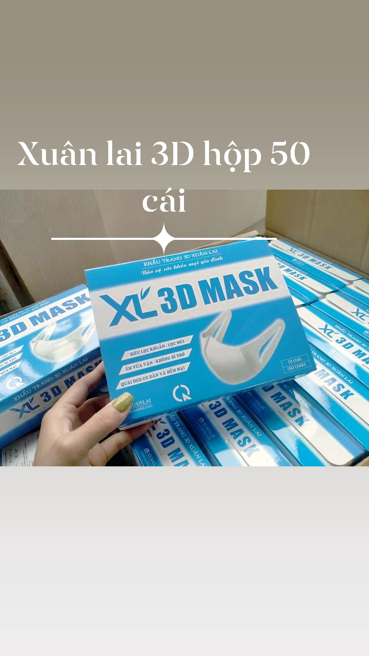 Combo 10 Hộp khẩu trang 3D Mask Xuân Lai quai vải kháng khuẩn, kháng vi rút