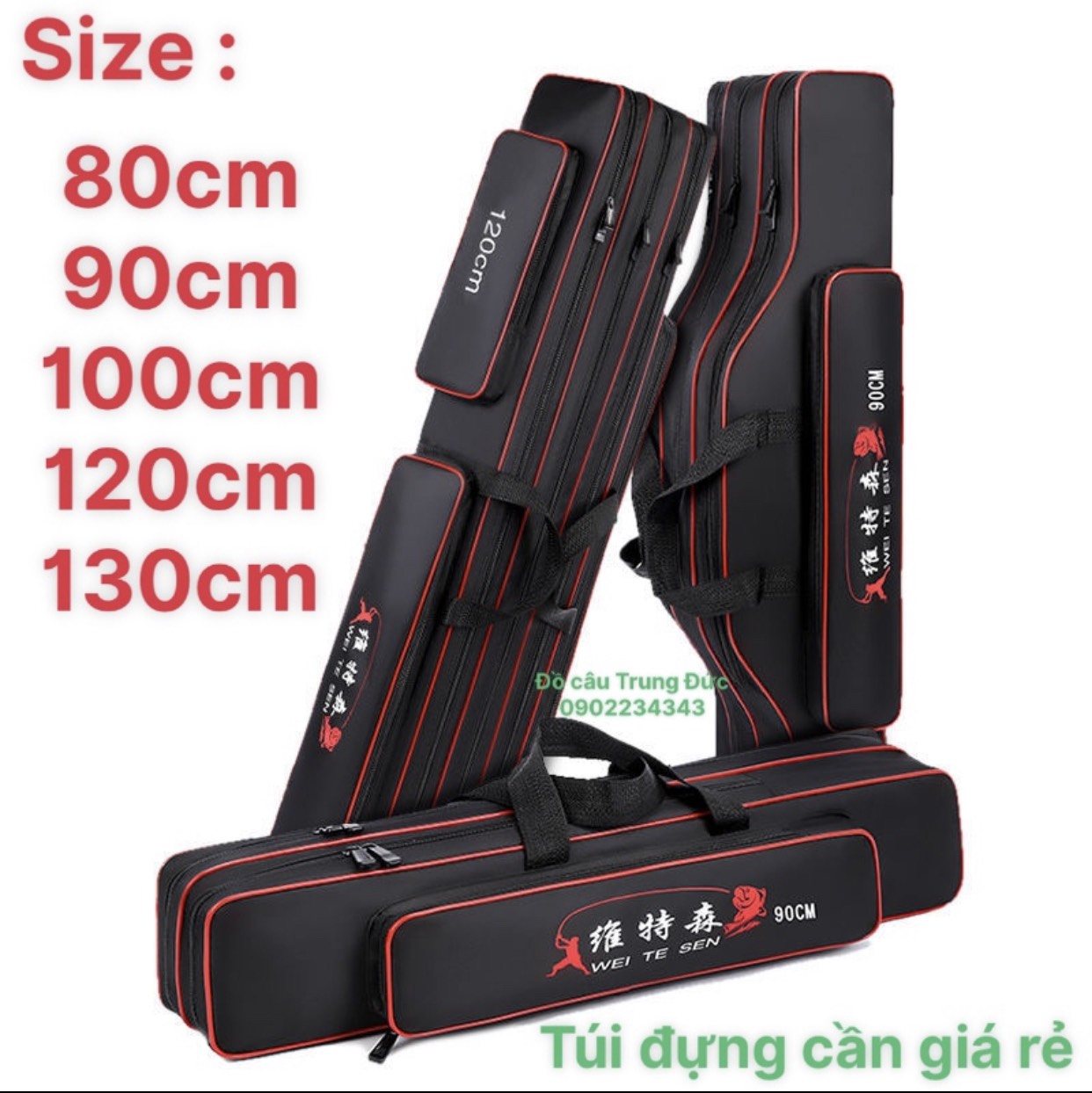 Túi đựng cần câu, bao đựng cần câu 2, 3 ngăn chống thấm nước siêu bền TDC-D1