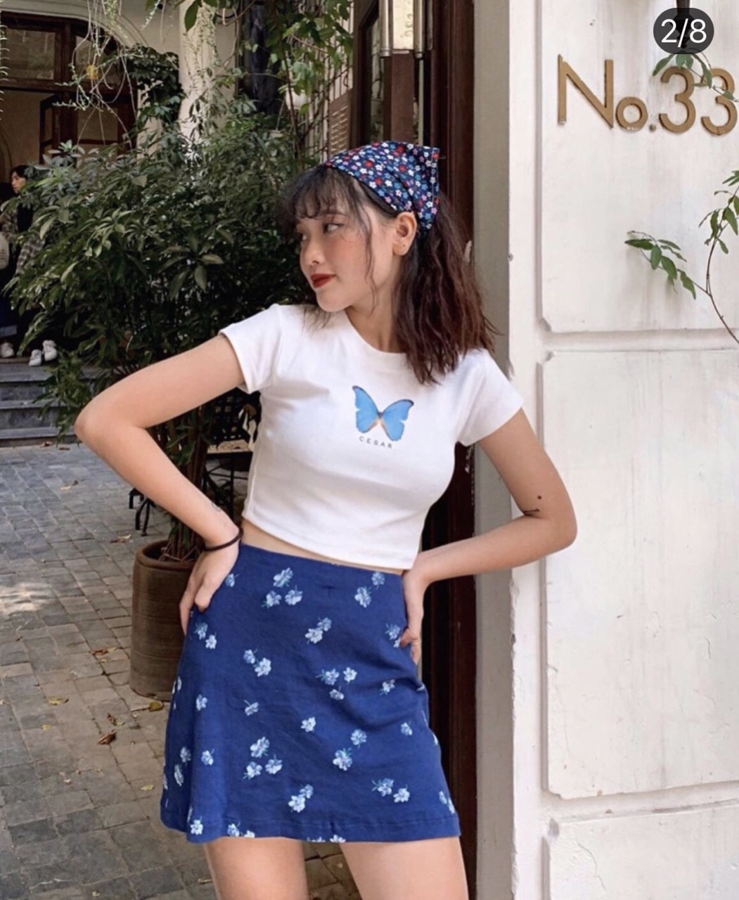 [HCM]Áo croptop áo croptop nữ thêu bướm mẫu mới cực xinh