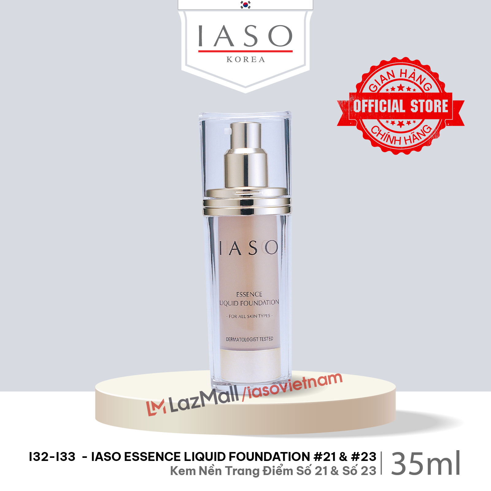 I32 kem nền trang điểm số 21 - essence liquid foundation #21 35ml - iaso