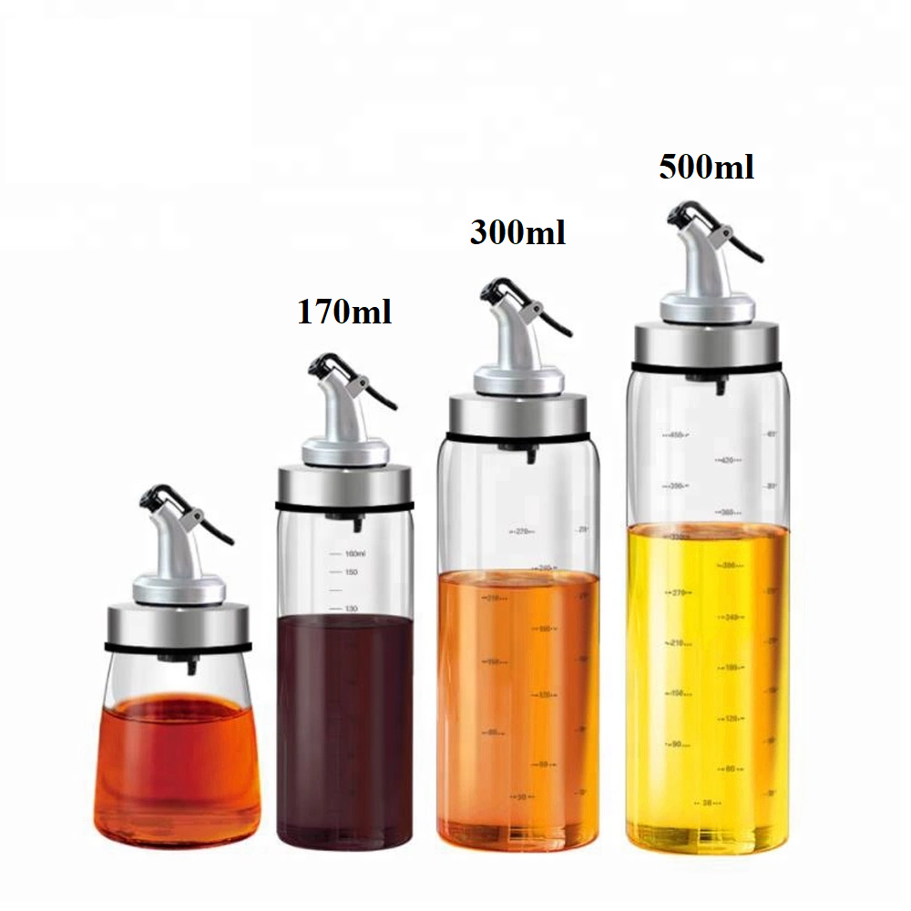 01 Chai Thuỷ Tinh Tròn Đựng Dầu ăn, gia vị Oil Can Có Vòi Chiết Rót Tiện Lợi 170ml