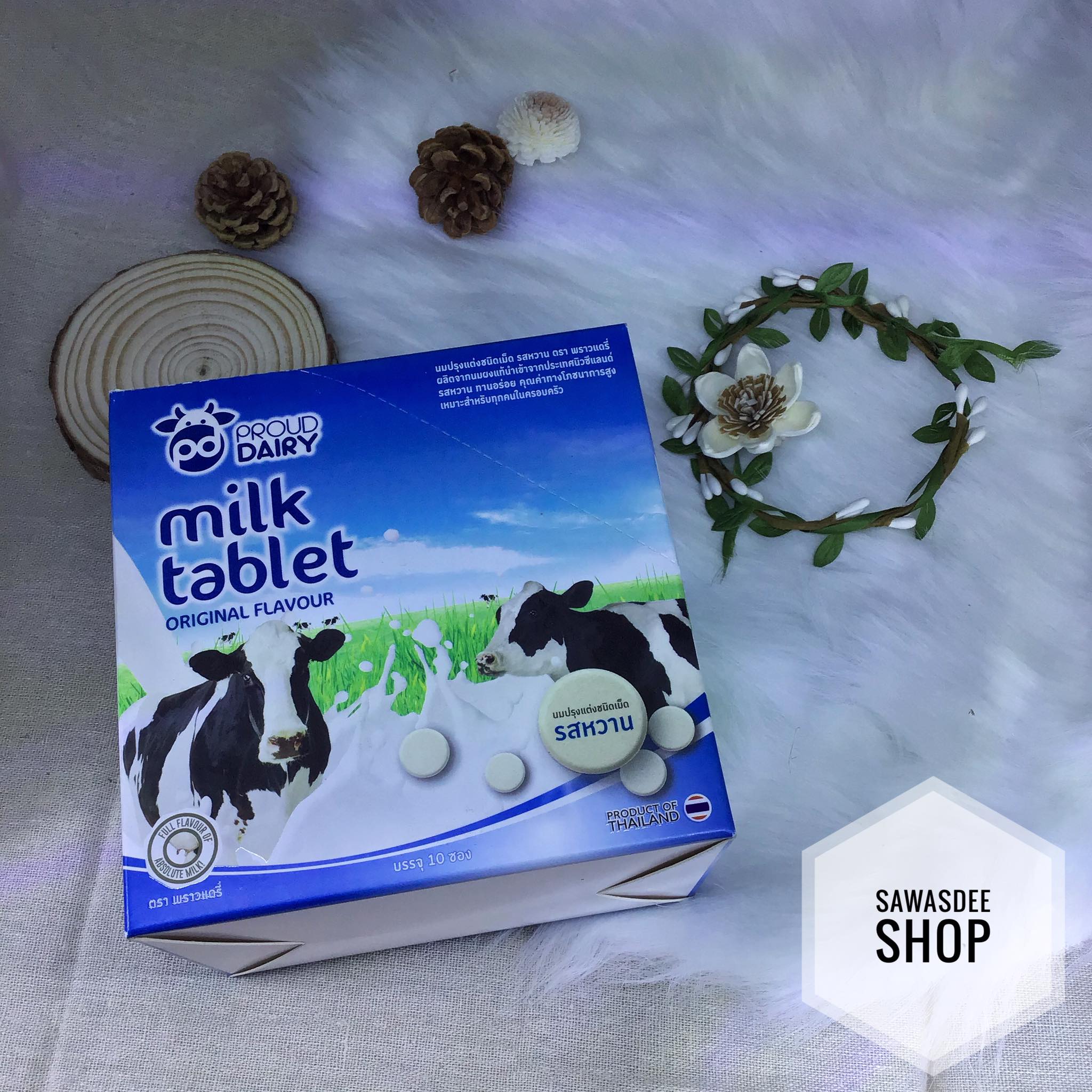 Kẹo sữa bò Milk Tablet hương tự nhiên Thái Lan hộp 10 gói x 25g