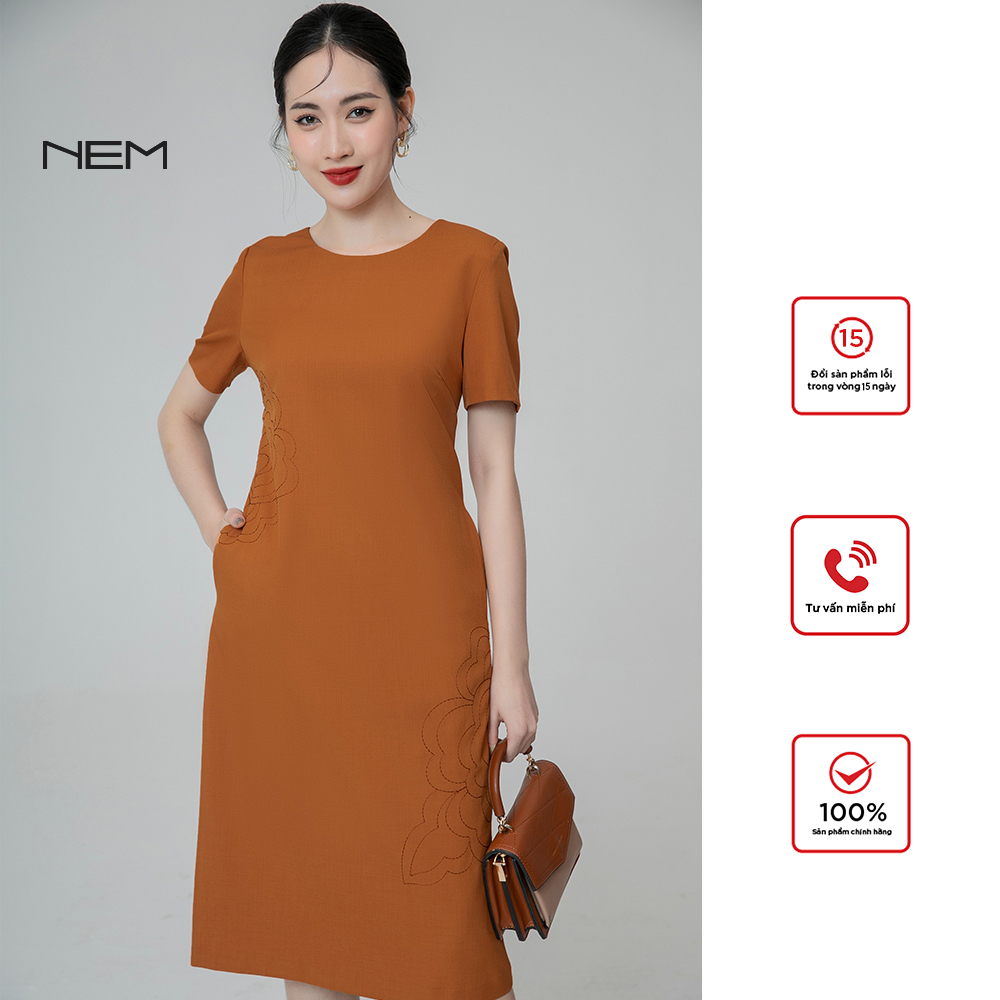 Đầm suông thêu hoa nem fashion d18952