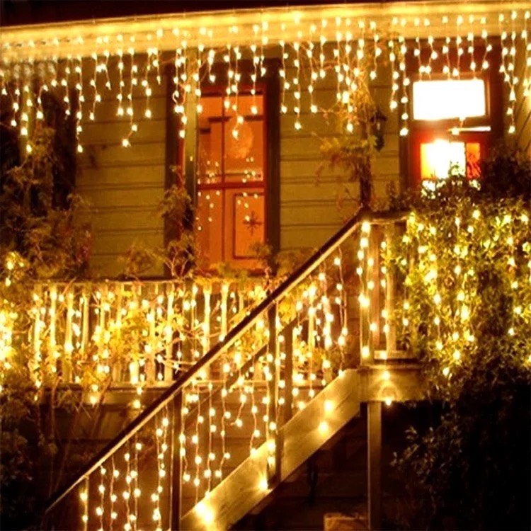(Cắm Điện) Rèm Led Thả Đom Đóm 6 Mét / 4 Mét x 0.6 Mét Fairy Light Màu Vàng, Có Phích Nối, Trang Trí Quán, Sân Vườn