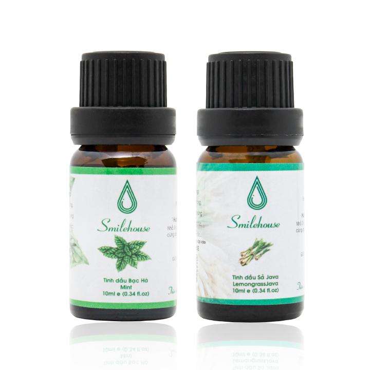 Tinh dầu Sả Java Smilehouse 10ml và Tinh dầu Bạc Hà Smilehouse 10ml – thơm phòng, khử mùi hôi, giảm căng thẳng, xuôi đuổi côn trùng TDS