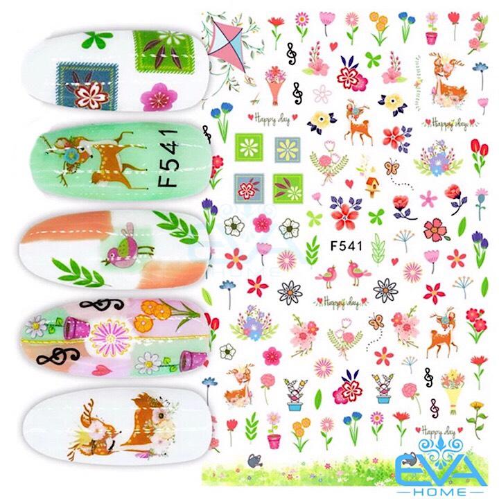 [HCM]Miếng Dán Móng Tay 3D Nail Sticker Tráng Trí Hoạ Tiết Bông Hoa F541