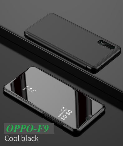 Bao da oppo f7/f7y, f9/a7 mặt kính tráng gương + tặng kèm kính cường lực 2.5d