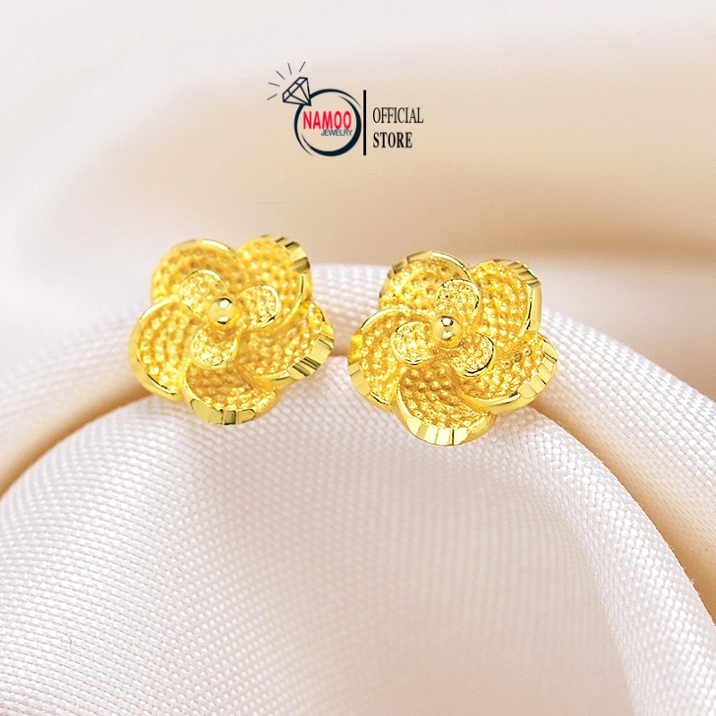 Bông Tai Hoa Mai sát tai Nhỏ Xinh Nữ , Khuyên Nụ T186 Namoo Jewelry