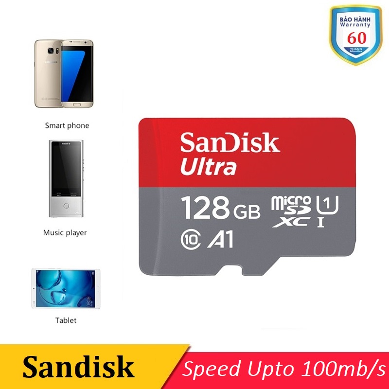 Thẻ nhớ microsdxc sandisk ultra a1 128gb class 10 u1 100mb/s - bh 60 tháng