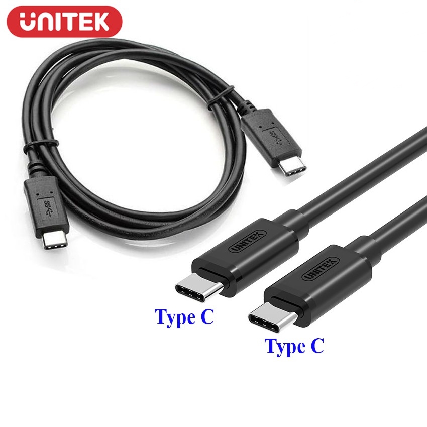Cáp sạc nhanh type c UNITEK Y-C477BK dùng cho laptop, ổ cứng di động, điện thoại, máy tính bảng