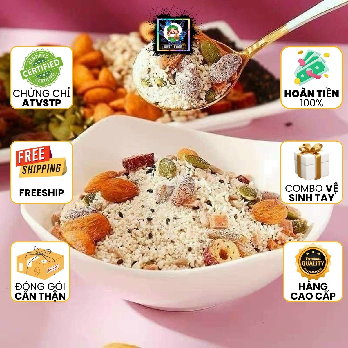 Kurofood - bột sen tâm an ngũ cốc thượng hạng giảm cân giữ dáng đẹp da - kurofood