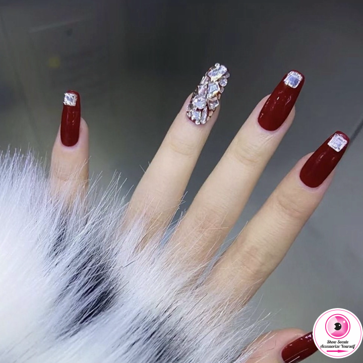 Hàng mới về Bộ 24 móng tay giả đầu tròn màu đỏ đính đá 3D sang trọng thời  trang dành cho cô dâu  HolCim  Kênh Xây Dựng Và Nội Thất