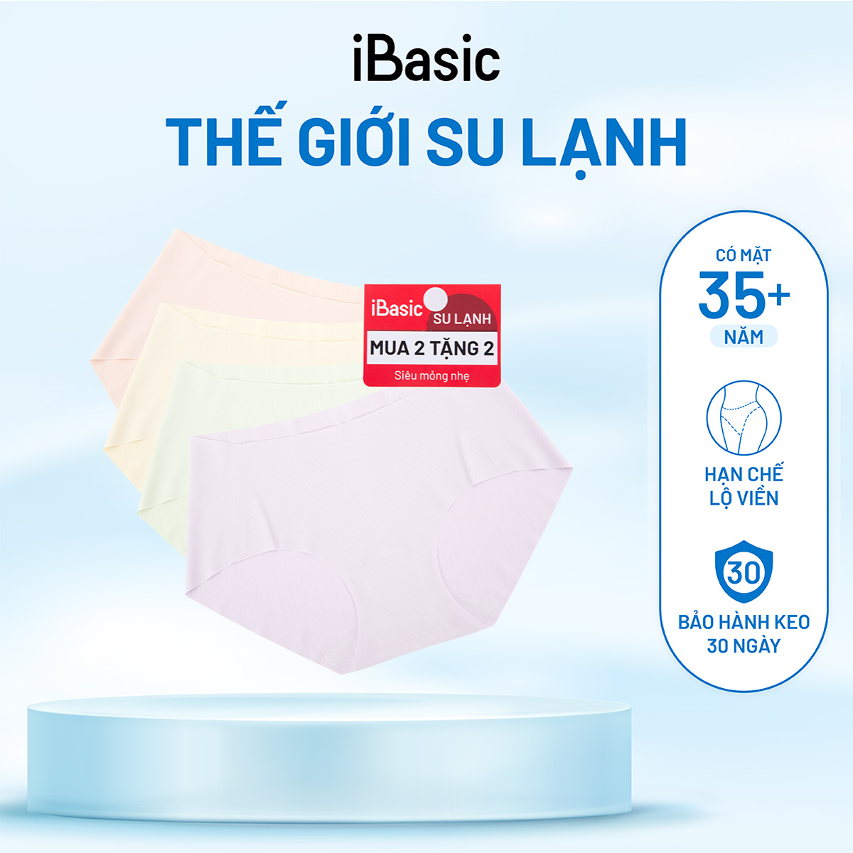 Combo Pack 4 quần lót nữ lưng vừa iBasic không đường may siêu mỏng PANW157