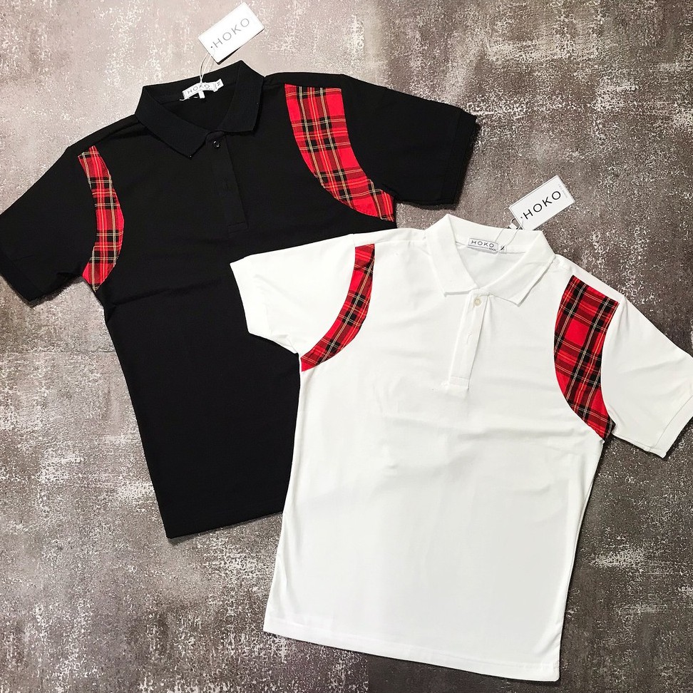 Áo thun Nam Nữ Áo Polo cổ bẻ Burberry viền đỏ