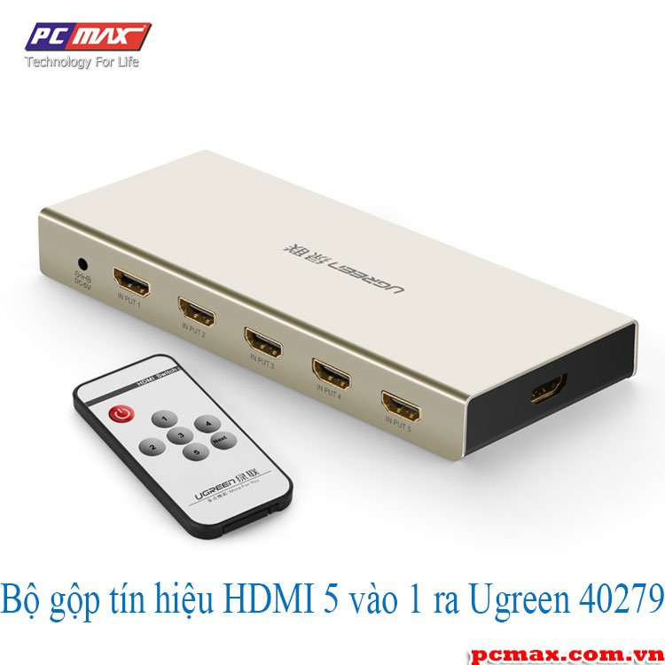 Bộ gộp tín hiệu hdmi 5 vào 1 ra ugreen 40279 - hàng chính hãng
