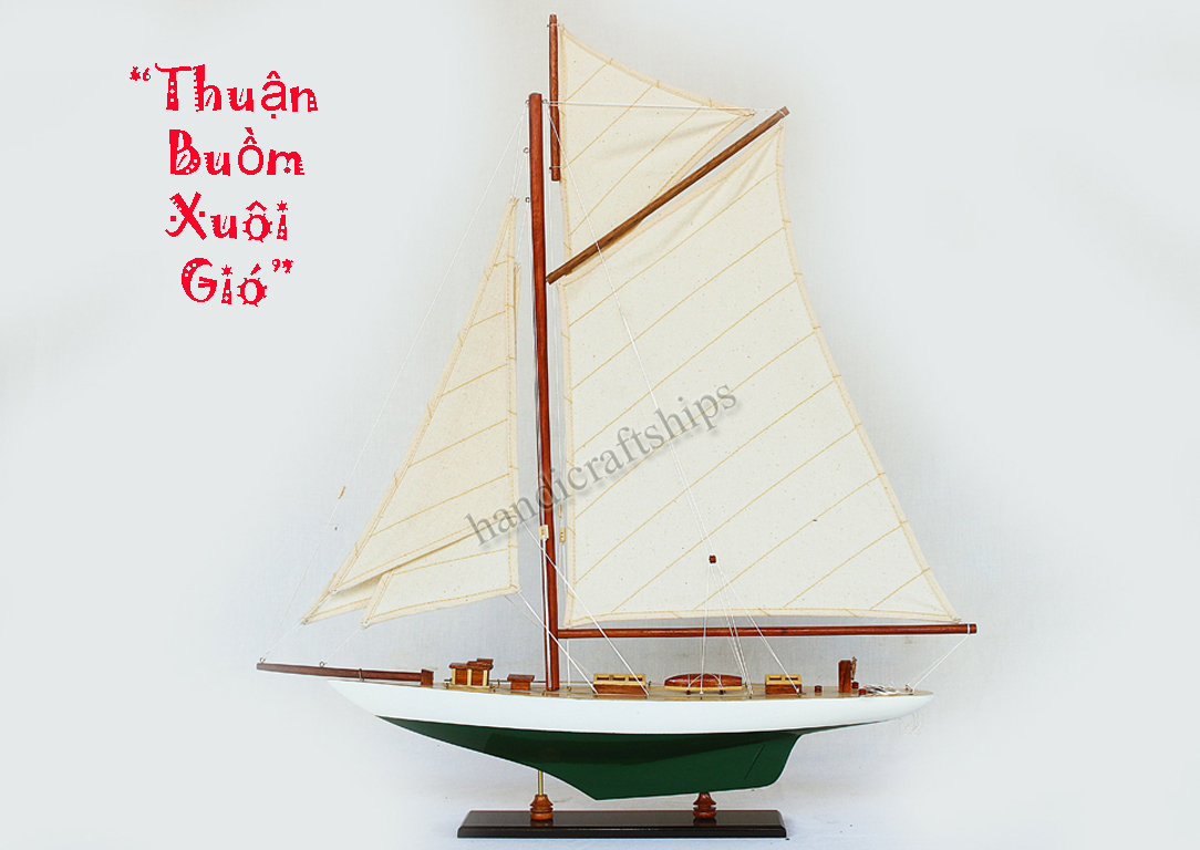 Mô hình thuyền buồm phong thủy trang trí columbia 50cm